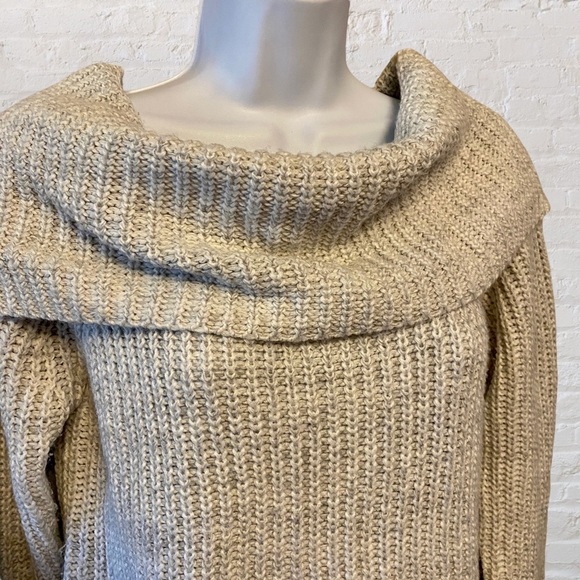 a.n.deawy Sweaters - a.n.deawy Tan Cowl Neck, Long Sleeve Knit Sweater, size Small